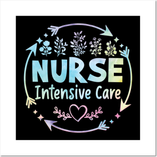 Intensive care nurse cute floral watercolor Posters and Art